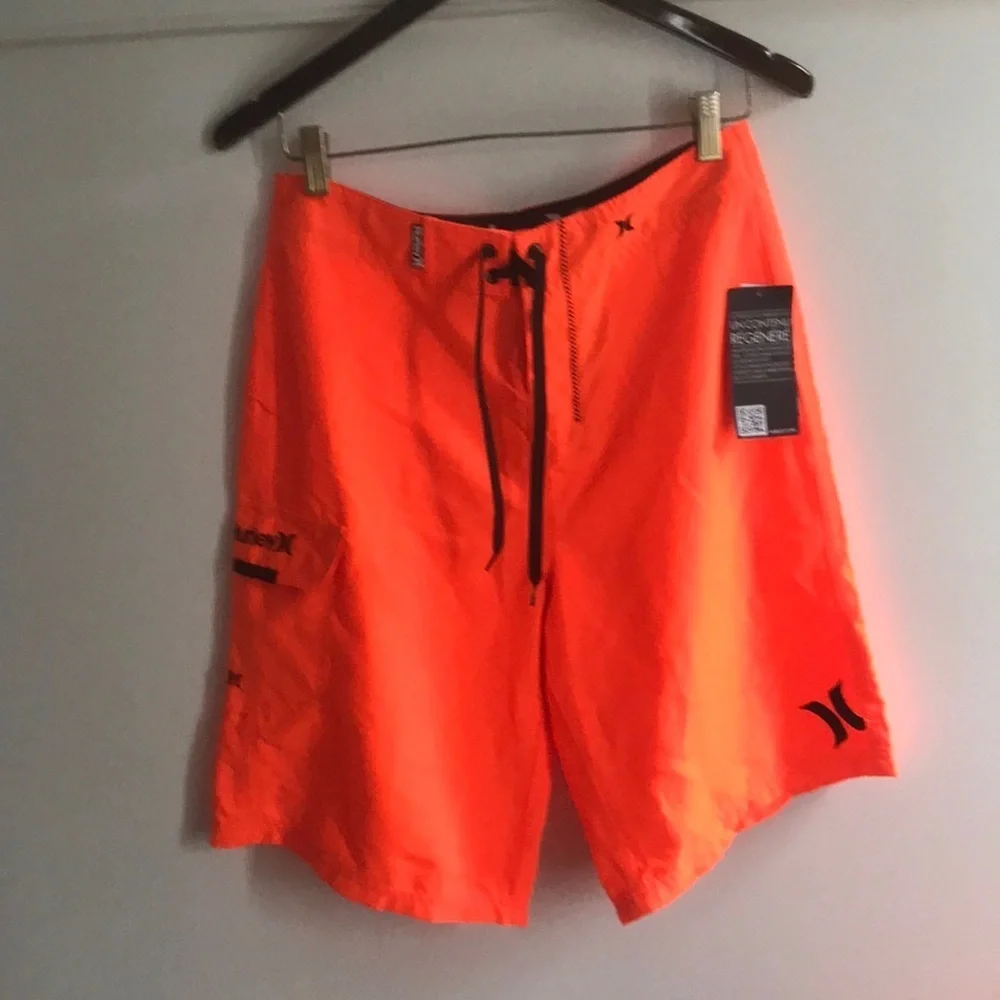 NWT Hurley Neon Orange Board Shorts Sz 30 or 31